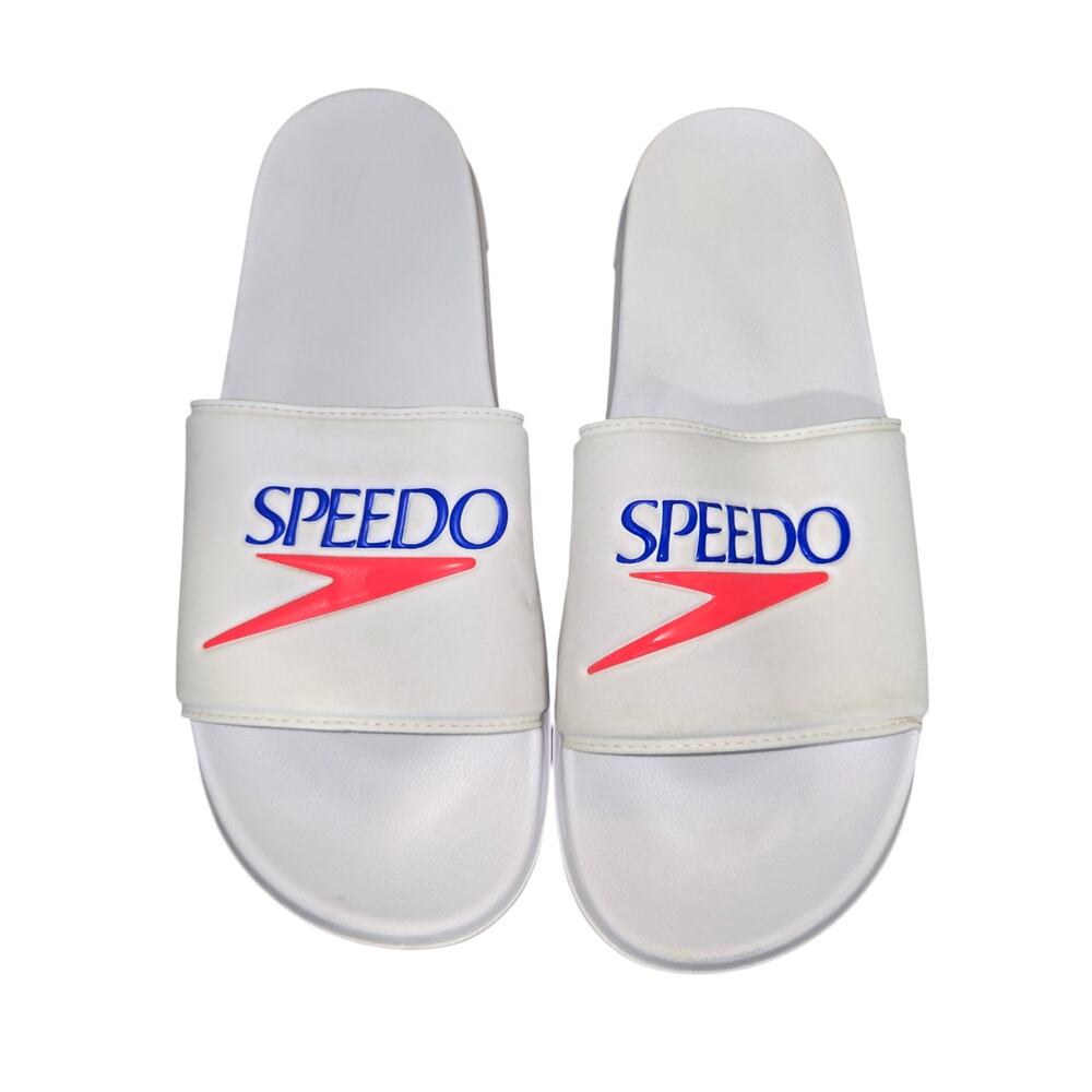 Speedo Unisex Logo Deck Slides White Sandals Men Size 9 Women 11